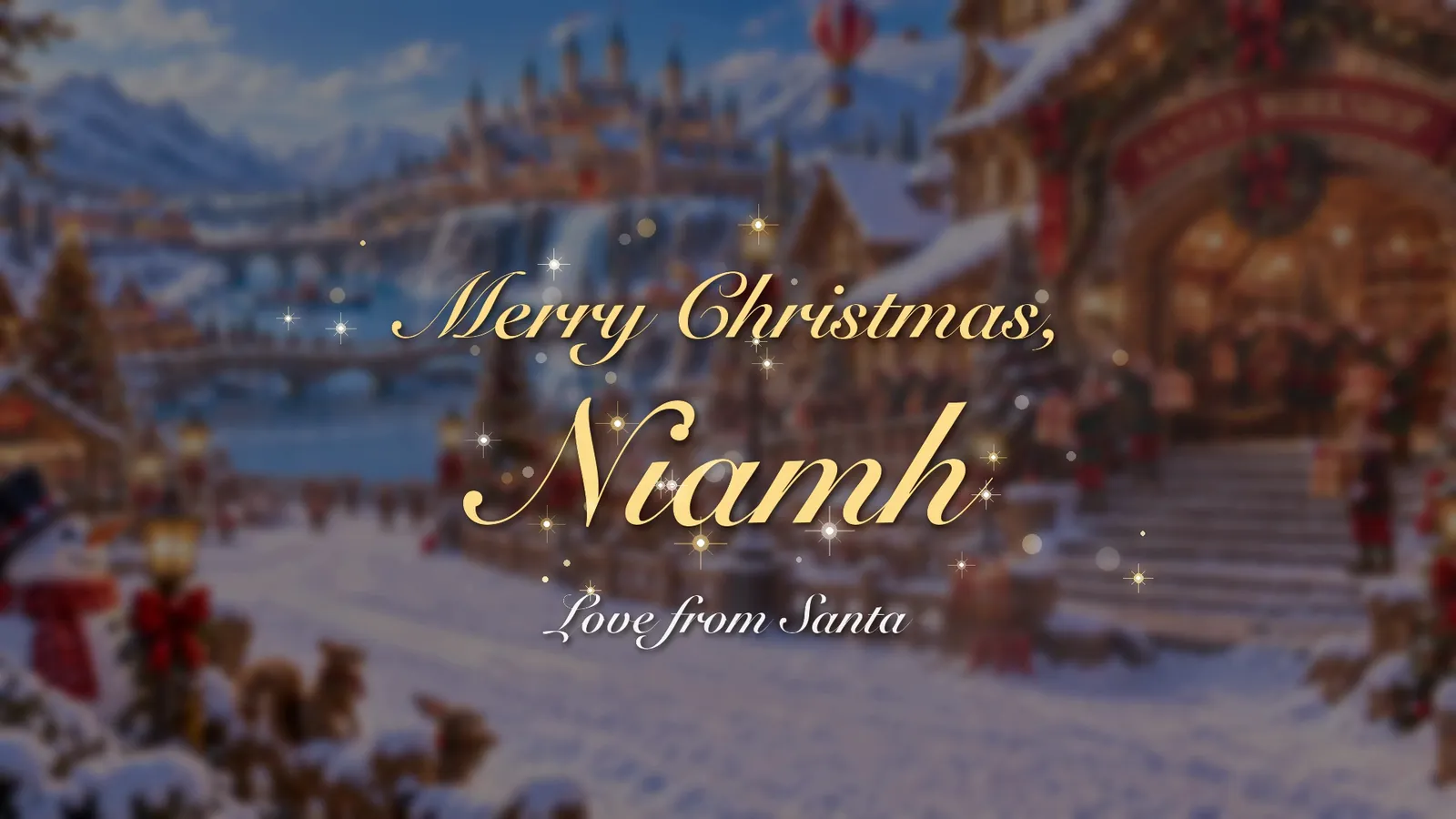 End card reading Merry Christmas, Niamh. Love from Santa