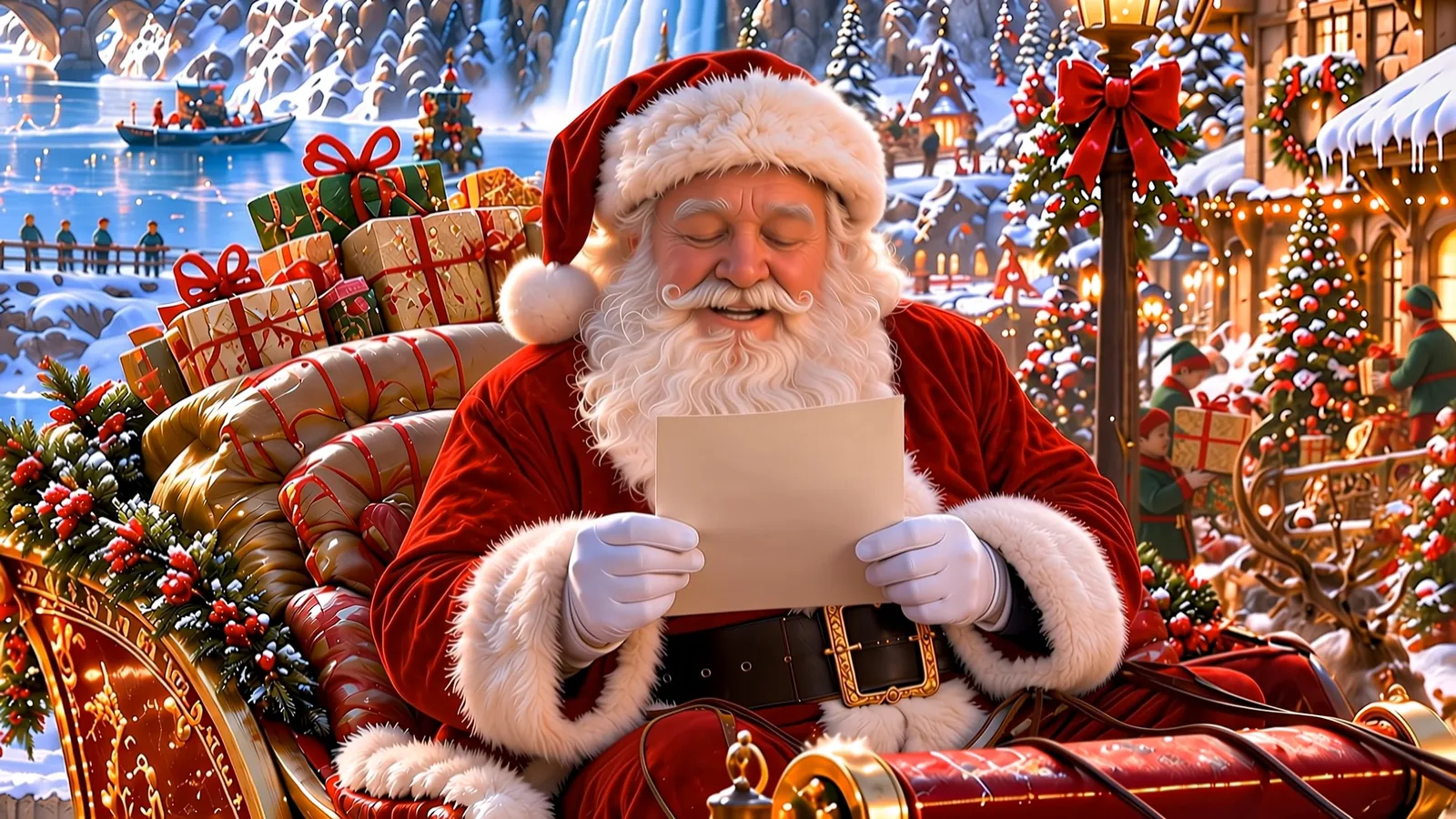 Santa reads the letter
