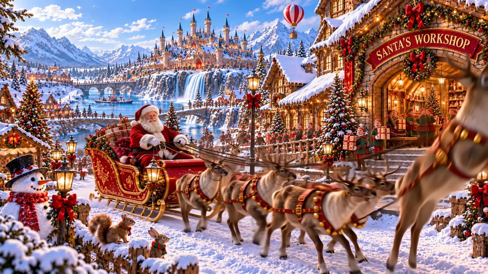 Santa’s sleigh sets off from the workshop